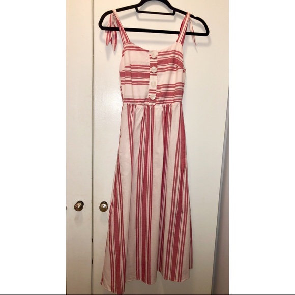 Zara Dresses & Skirts - Zara striped red midi dress with pockets Zara Dresses & Skirts - Zara striped red midi dress with pockets